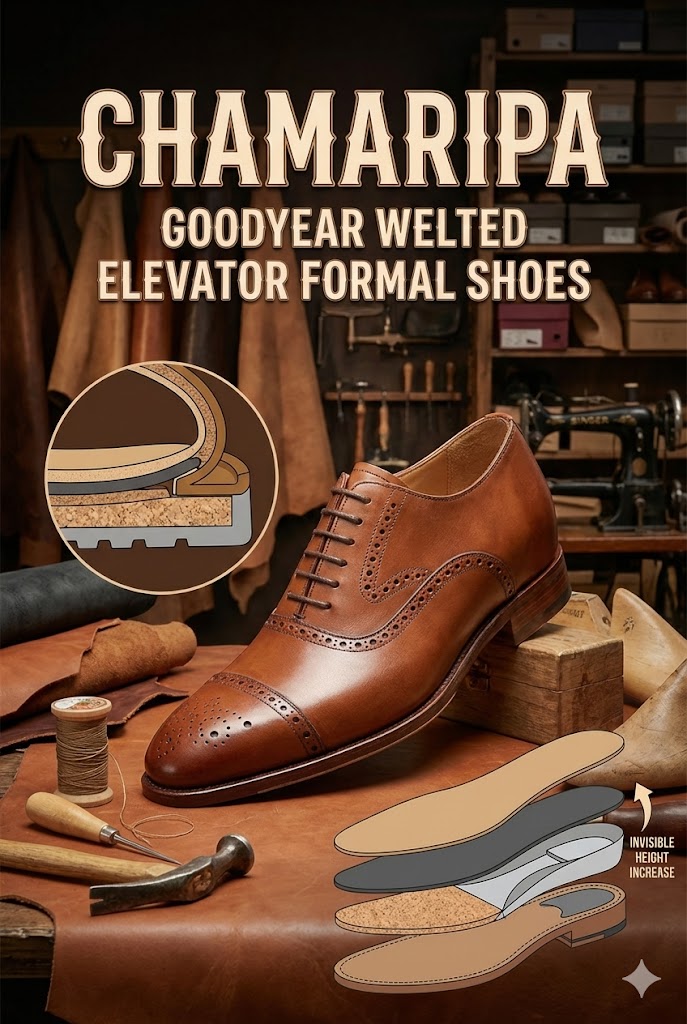 chamaripa goodyear welted elevator dress shoes