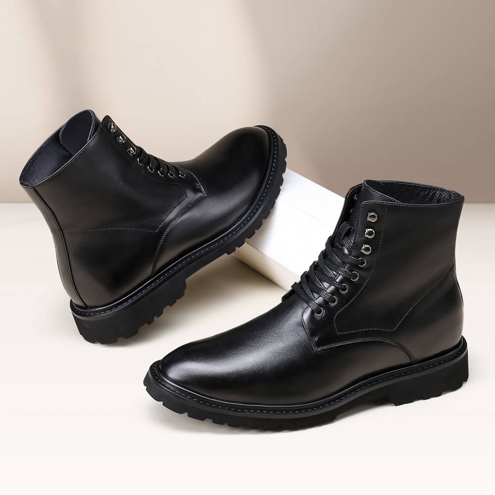 Botas de Cuero Negro 8 CM / 3.15 Pulgadas