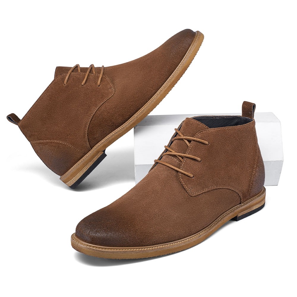 Botas de Cuero Suede Marrón 6 CM / 2.36 Pulgadas