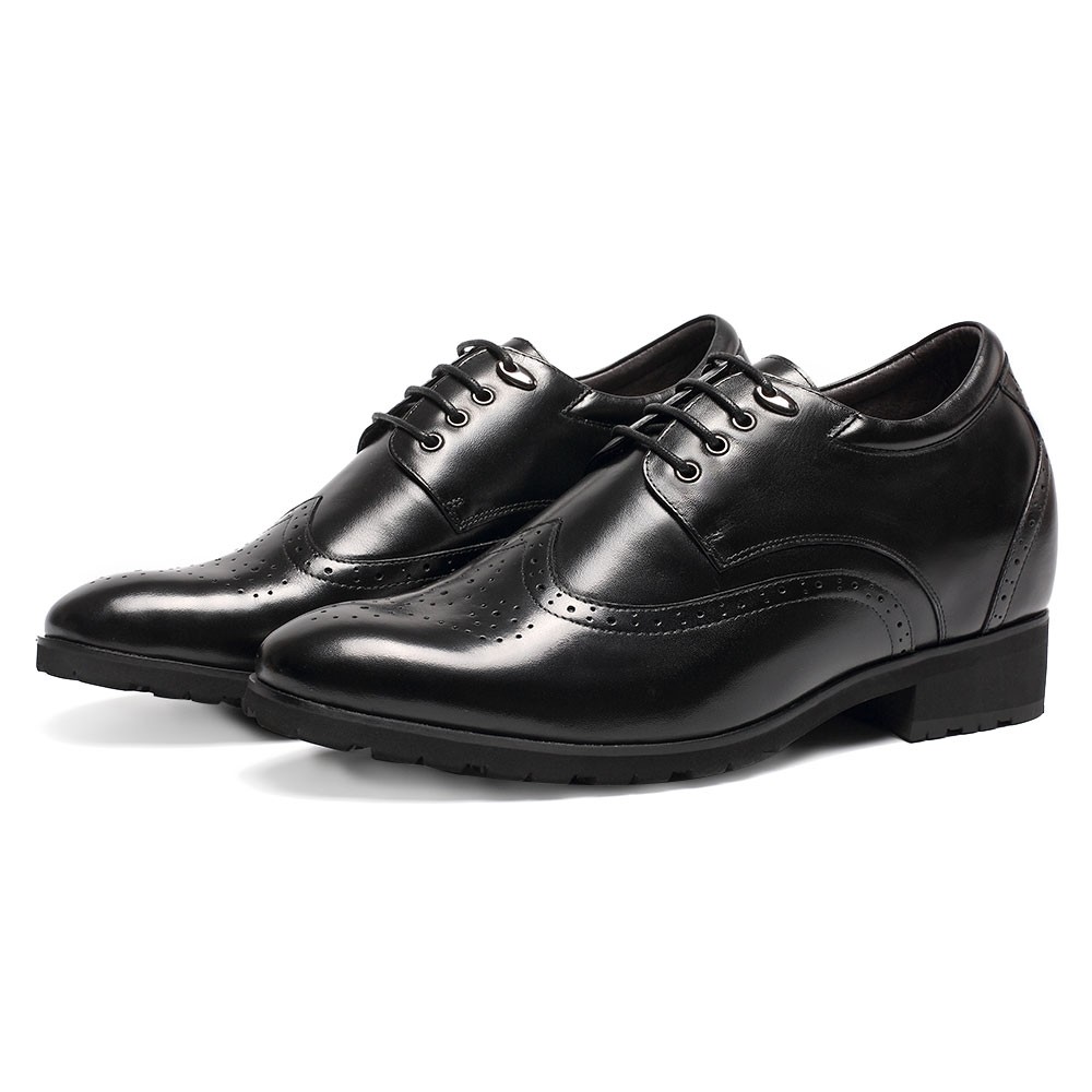 Zapatos de vestir Derby elevadores negros para hombres