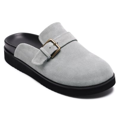 CMR CHAMARIPA Zapatillas con alzas para hombre | Mules de ante gris 5 cm