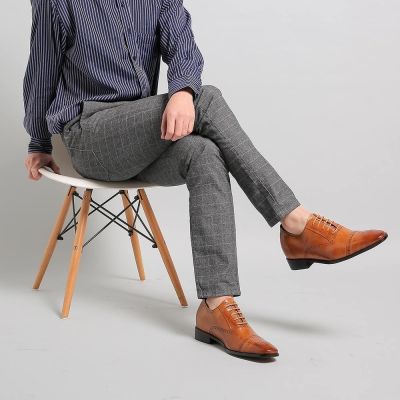 Zapatos para Boda Hombre Marrónes - Zapatos más altos para estar mas alto - 7 CM Más Alto