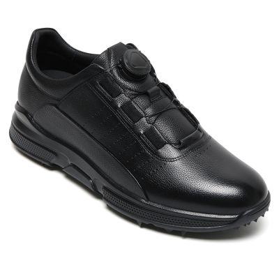 CMR CHAMARIPA Zapatos de hombre  con tacón elevado | Zapatillas deportivas informales de cuero negro de 7 cm
