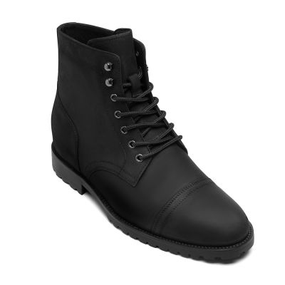 zapatos hombre con alzas - botas de hombre negras personalizadas de lujo hechas a mano 7CM