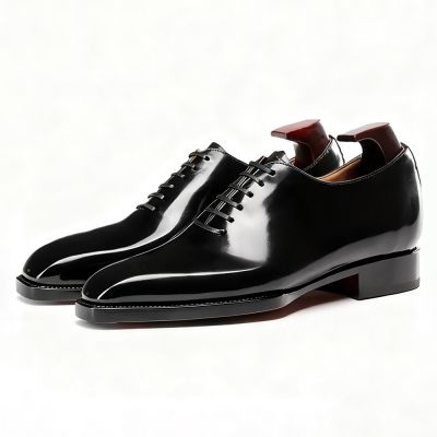 Zapatos con alzas CMR CHAMARIPA para hombre, 6 cm (2,36 pulgadas) | Oxford de piel negra con ribete Goodyear