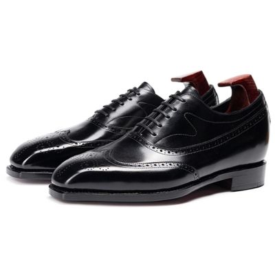 Zapatos formales con alzas CMR CHAMARIPA para hombre, 6 cm (2,36 pulgadas) | Zapatos Oxford brogue de cuero negro con ribete Goodyear