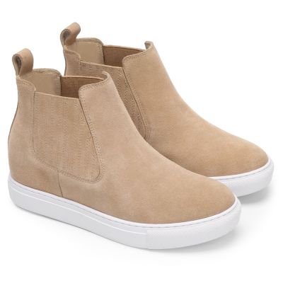 Zapatillas de cuña oculta Chamaripa - botas de zapatilla de cuña Beige - Zapatos personalizados - 7CM Más Alto
