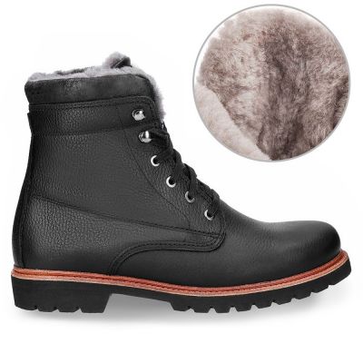 zapatos con alzas hombre - botas forradas de piel para hombre - botas de tacón ocultas cálidas de invierno negro 7CM
