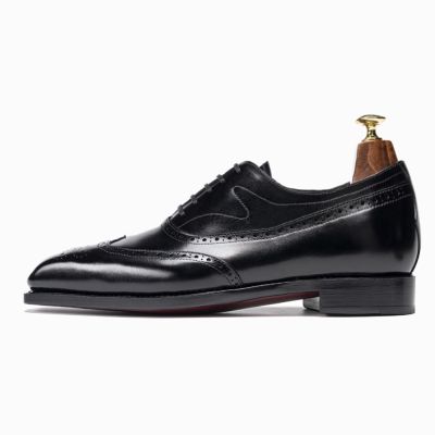 Zapatos formales con alzas CMR CHAMARIPA para hombre, 6 cm (2,36 pulgadas) | Zapatos Oxford brogue de cuero negro con ribete Goodyear