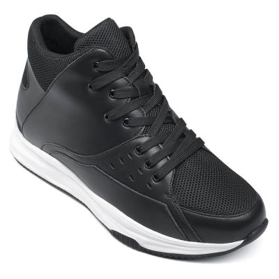 Zapatillas con Alza para Hombre – 9cm Cuero Negro Transpirable