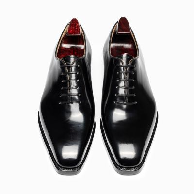 Zapatos con alzas CMR CHAMARIPA para hombre, 6 cm (2,36 pulgadas) | Oxford de piel negra con ribete Goodyear