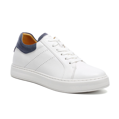 Zapato con alzas para hombre – Zapatillas blancas de cuero 7 cm