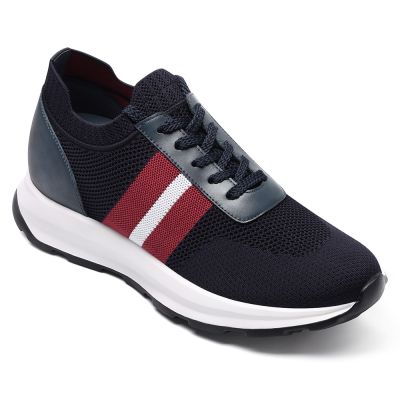 CMR CHAMARIPA Zapatillas con alzas para hombre | Sneakers de tejido de punto transpirable azul 7 cm