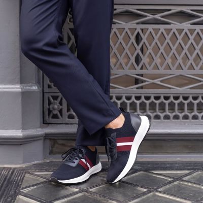 CMR CHAMARIPA Zapatillas con alzas para hombre | Sneakers de tejido de punto transpirable azul 7 cm