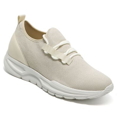 Zapatillas con Alza para Hombre – 7cm Malla de Albaricoque Slip-on