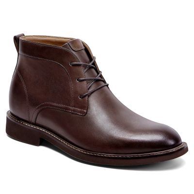 Botas con alzas para hombre - Botas de vestir de piel marrón con tacón alto de 7 cm