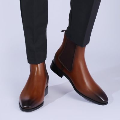 CHAMARIPA zapatos elevadores para hombres zapatos de vestir de aumento de altura botines marrones 7 cm