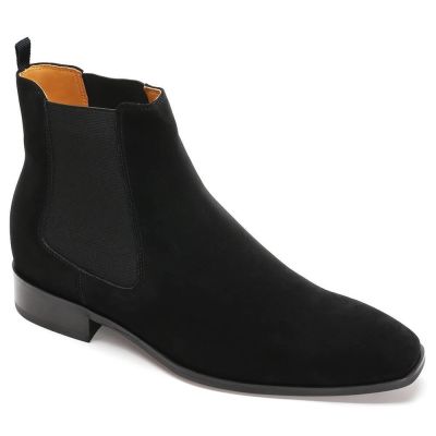 Zapatos caballero con alza – Botines negros de ante con elevación de 7cm