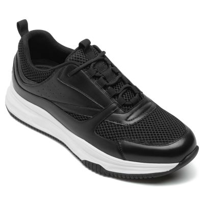 zapatos alzas hombre - Zapatillas negras de hombre transpirables que te hacen más alto 7CM