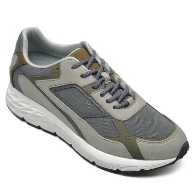 Zapato con alzas hombre – Zapatillas grises de tela ligera 7 cm
