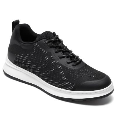 CMR CHAMARIPA Zapatos Invisibles Para Hombre Con Aumento de Altura - Zapatillas Deportivas Informales de Punto Negro 7CM