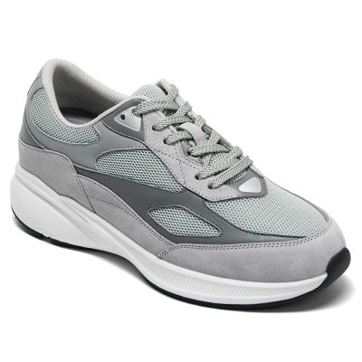 8cm Deportivas con alzas para hombre – Zapatillas deportivas grises de cuero
