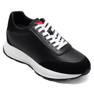 CMR CHAMARIPA Zapatillas con alzas para hombre | Trainers de cuero negro 8 cm