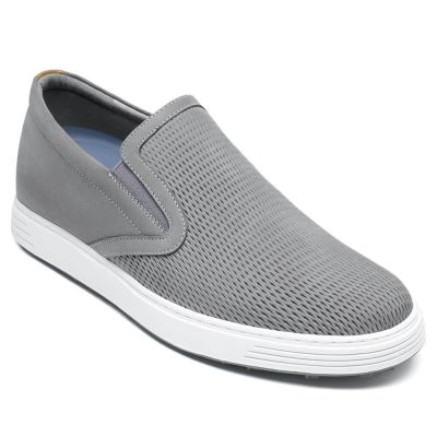Zapatos altos de hombre – Mocasines de nobuk gris con alza interior de 6 cm