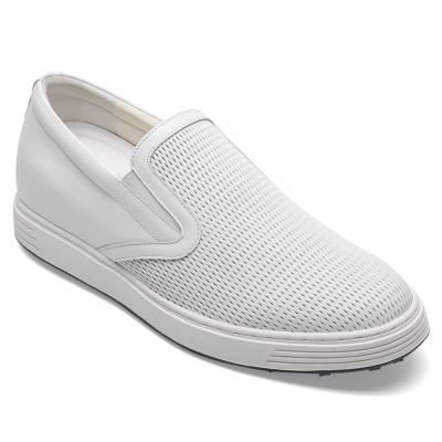 Zapatos Casual de Cuero Blanco con Alza de 6 cm para Hombre - zapatos aumentar altura