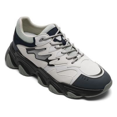 CMR CHAMARIPA Zapatos de hombre con tacón oculto | Zapatillas deportivas informales grises con alza de 7 cm / 2,76 pulgadas