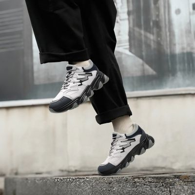 CMR CHAMARIPA Zapatos de hombre con tacón oculto | Zapatillas deportivas informales grises con alza de 7 cm / 2,76 pulgadas