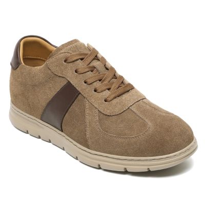 CMR CHAMARIPA Zapatos de Tacón alto Para Hombre - Zapatos Casuales de Ante Marrón para Uso Diario 6 CM