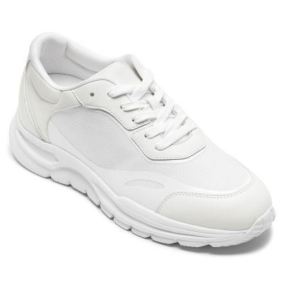 CMR CHAMARIPA Zapatillas con alzas para hombre | Sneakers de malla transpirable color blanco roto 7 CM