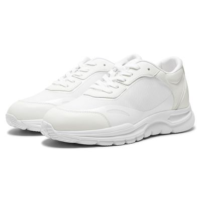 CMR CHAMARIPA Zapatillas con alzas para hombre | Sneakers de malla transpirable color blanco roto 7 CM