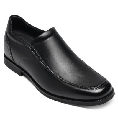 Zapatos caballero con alza – Mocasines negros de cuero con elevación de 7cm