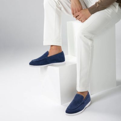 zapatillas con alzas - Mocasín Ante Marino - Zapatos que te hacen más alto 5 CM