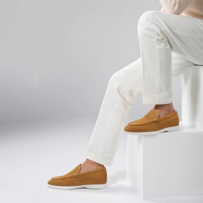 zapatos hombre con alzas - zapatos casuales mocasín ante marrón 5 CM