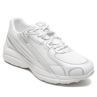 Zapatos de hombre CMR CHAMARIPA con tacón elevado - Zapatillas deportivas blancas de malla que aumentan la estatura 7 cm 