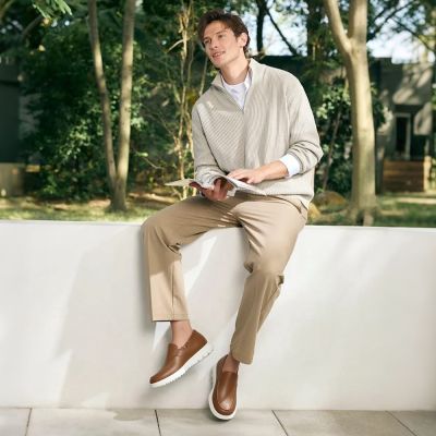 Zapatos casuales para hombre CMR CHAMARIPA que aumentan la estatura - Mocasines de cuero marrón con alza de 5 cm