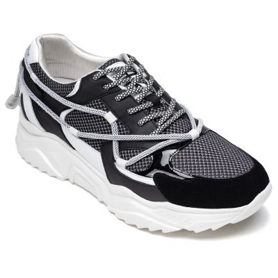 Zapatos De Hombre Con Alzas - Negro Respirable Casuales Deportivas Con Alzas 7CM Más Alto 