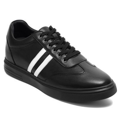 CMR CHAMARIPA Zapatos con alzas para hombre - Zapatos deportivos casuales de cuero negro 6 cm