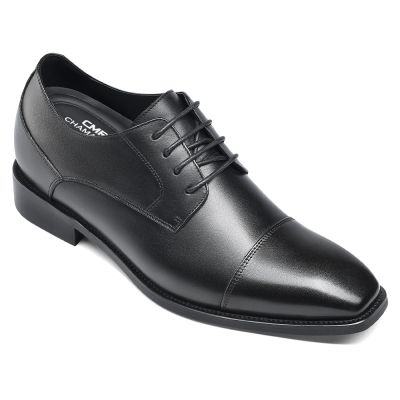 Zapatos Derby Negros de Cuero de 7 cm