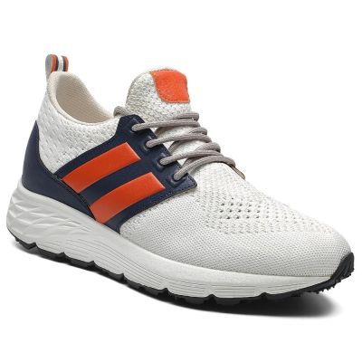 Zapatillas con Alza para Hombre – 8cm Tejido Blanco Transpirable