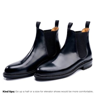zapatillas con alzas - zapatos con alzas para hombres- Botas Chelsea Cordobesas Shell Negras 7 CM