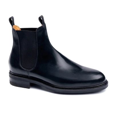 zapatillas con alzas - zapatos con alzas para hombres- Botas Chelsea Cordobesas Shell Negras 7 CM