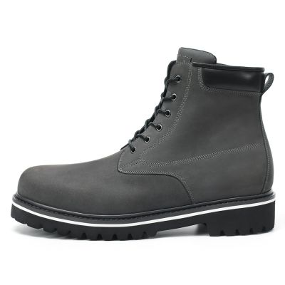 botas de moto con alzas - Botas de moto para hombre de exterior negras premium hechas a mano de 7cm