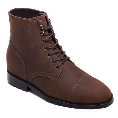 zapatos hombre altos - Botas de hombre marrones personalizadas de lujo personal hechas a mano 7CM