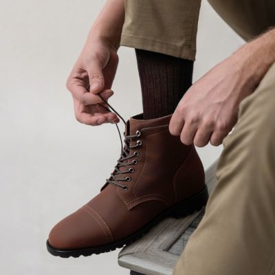 zapatos hombre altos - Botas de hombre marrones personalizadas de lujo personal hechas a mano 7CM