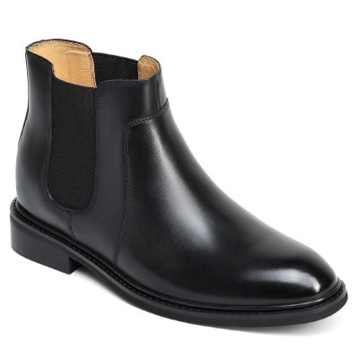 CMR CHAMARIPA Botas Chelsea con alzas para hombre - Piel negra 8 cm