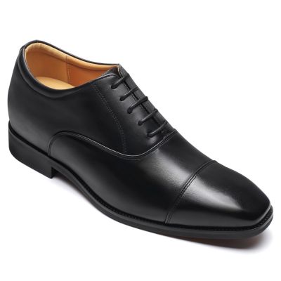 CMR CHAMARIPA Zapatos de vestir con alzas - Zapatos Oxford de piel negros para hombre, 6 cm